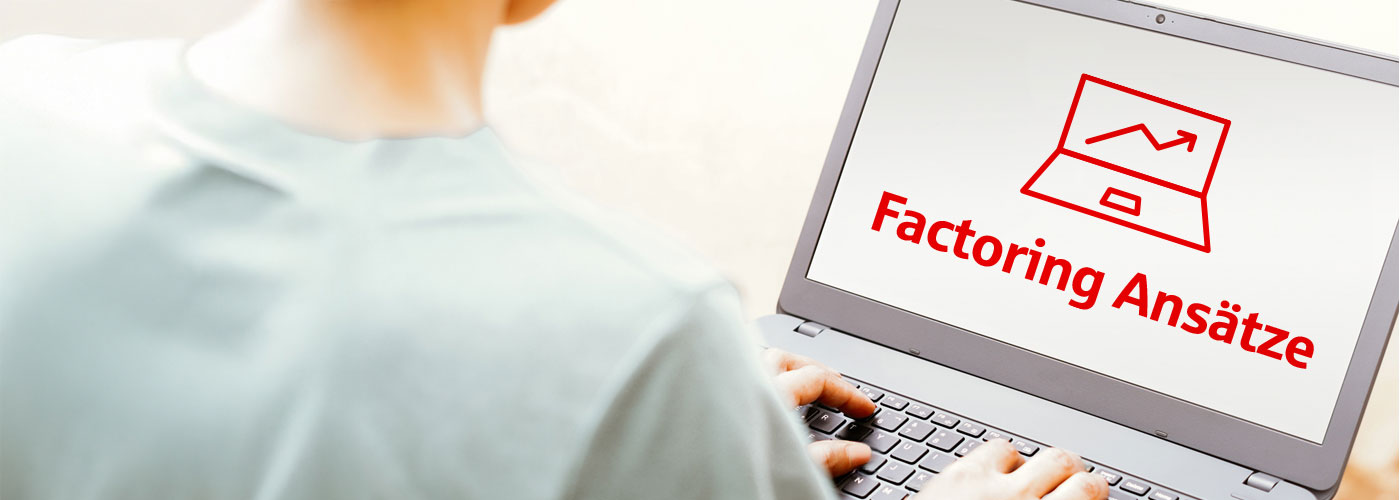 Factoring Ansätze Eine Person bedient ein Laptop.